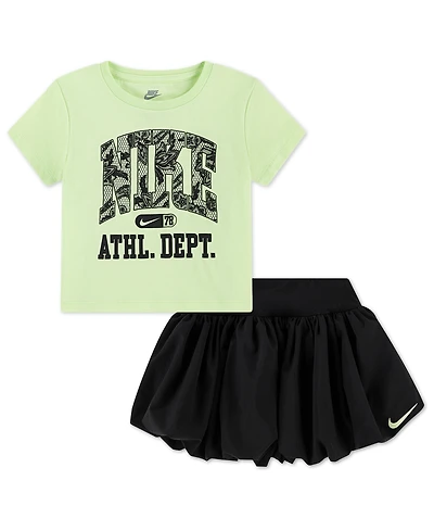 Nike Girls' Toddler 2T-4T Graphic Crewneck T-Shirt and Scooter Shorts, 2-Piece Set