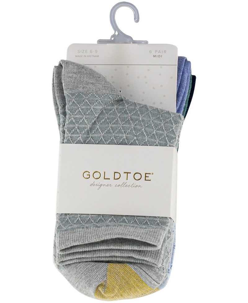 Gold Toe Women's Short Crew Socks, 6-Pack