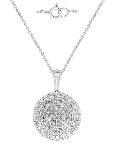 Macy's Diamond (1 ct. t.w.) Pendant Necklace Set in Sterling Silver White Rhodium