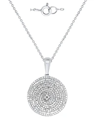 Macy's Diamond (1 ct. t.w.) Pendant Necklace Set in Sterling Silver White Rhodium