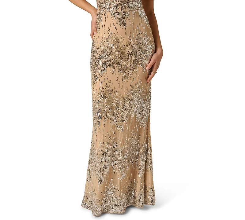 Adrianna Women's Draped Sequin One-Shoulder Ball Gown