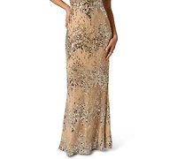 Adrianna Women's Draped Sequin One-Shoulder Ball Gown