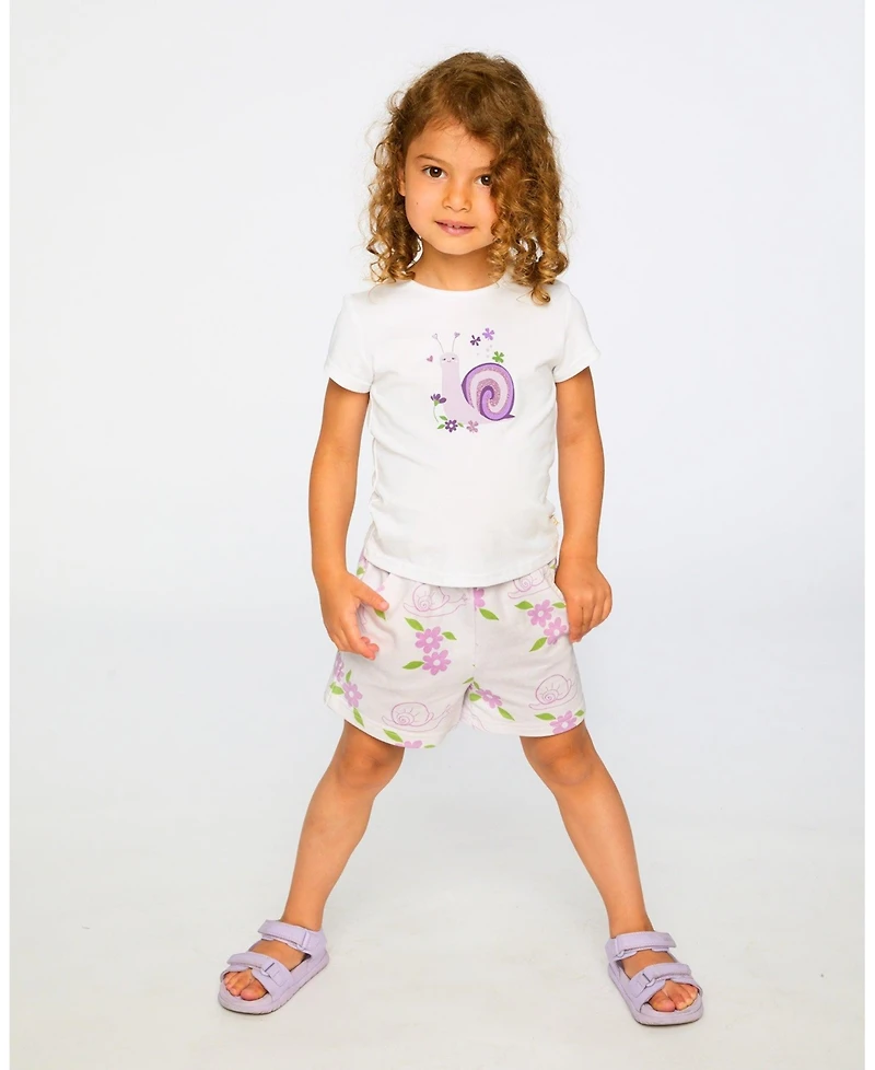 Deux par Big Girls Snails Print French Terry Shorts