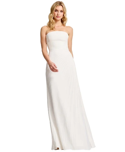 Dress the Population Women's Kinley Strapless Pleated A-Line Maxi