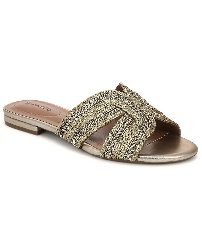Style & Co Women's Raelynn Metallic Rope Flat Sandals, Macy's Exclusive