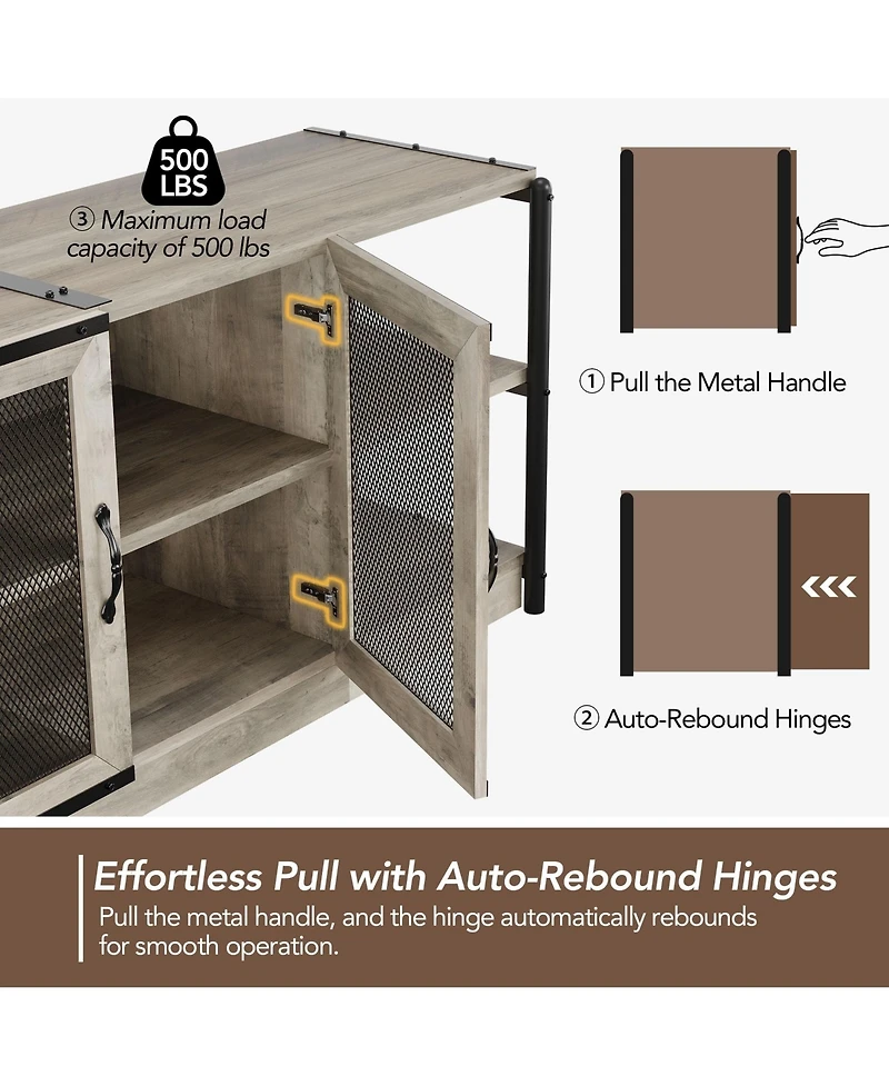 gaomon Farmhouse Tv Stand for 65+ Inch TVs, Media Stand with Mesh Door & Storage Shelves