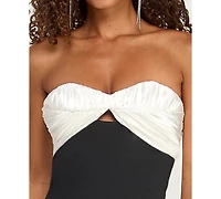 City Studios Juniors' Scuba Crepe Pleated Bust Gown