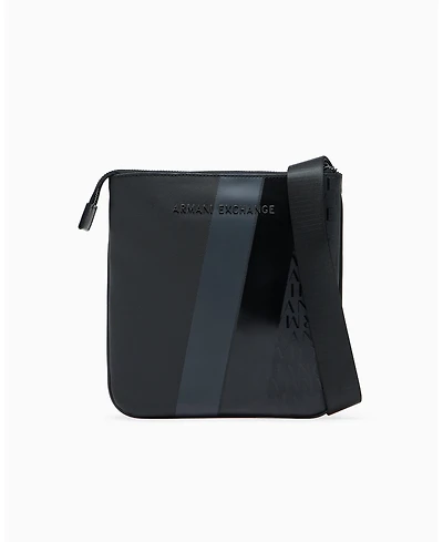 A|X Armani Exchange Men's Striped Flat Logo Graphic Details Crossbody Bag