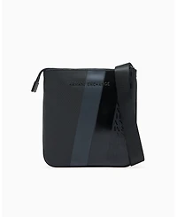 A|X Armani Exchange Men's Striped Flat Logo Graphic Details Crossbody Bag