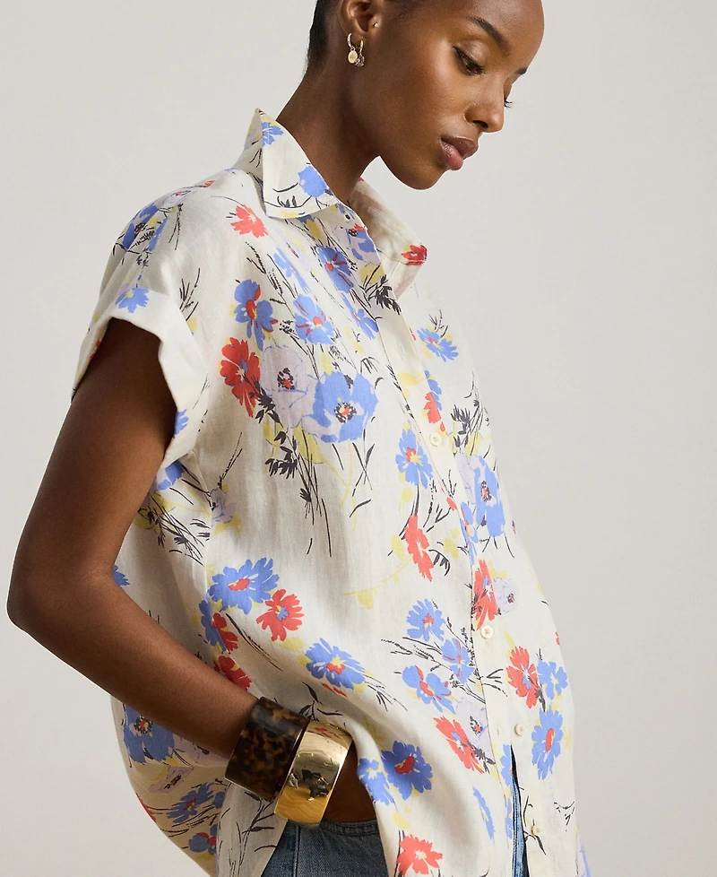 Lauren Ralph Petite Floral Short-Sleeve Shirt
