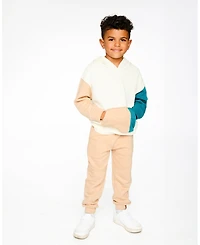 Deux par Toddler Boys French Terry Sweatpants with Cross Seams Beige