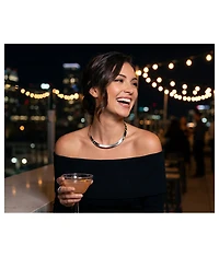 Bling Jewelry Modern Flat Contoured Collar Curved Statement Choker Necklace .925 Silver Sterling