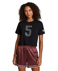 Reebok Women's Cropped Basketball Graphic T-Shirt