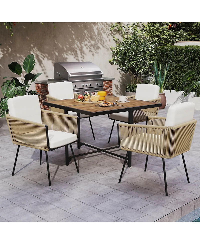 Costway 5 Pieces Patio Dining Set Outdoor Rectangular Table and Chairs Furniture Set