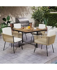Costway 5 Pieces Patio Dining Set Outdoor Rectangular Table and Chairs Furniture Set