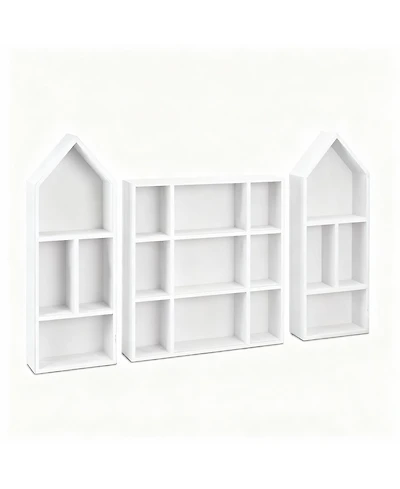 Yigii 3-Piece Adjustable Display Shelf for Collectibles,17 Compartments Collectibles