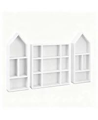 Yigii 3-Piece Adjustable Display Shelf for Collectibles,17 Compartments Collectibles