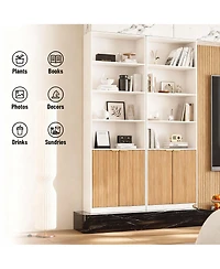 Yigii 72" Tall Bookshelf with 6 Shelves & Cabinets for Home Decor