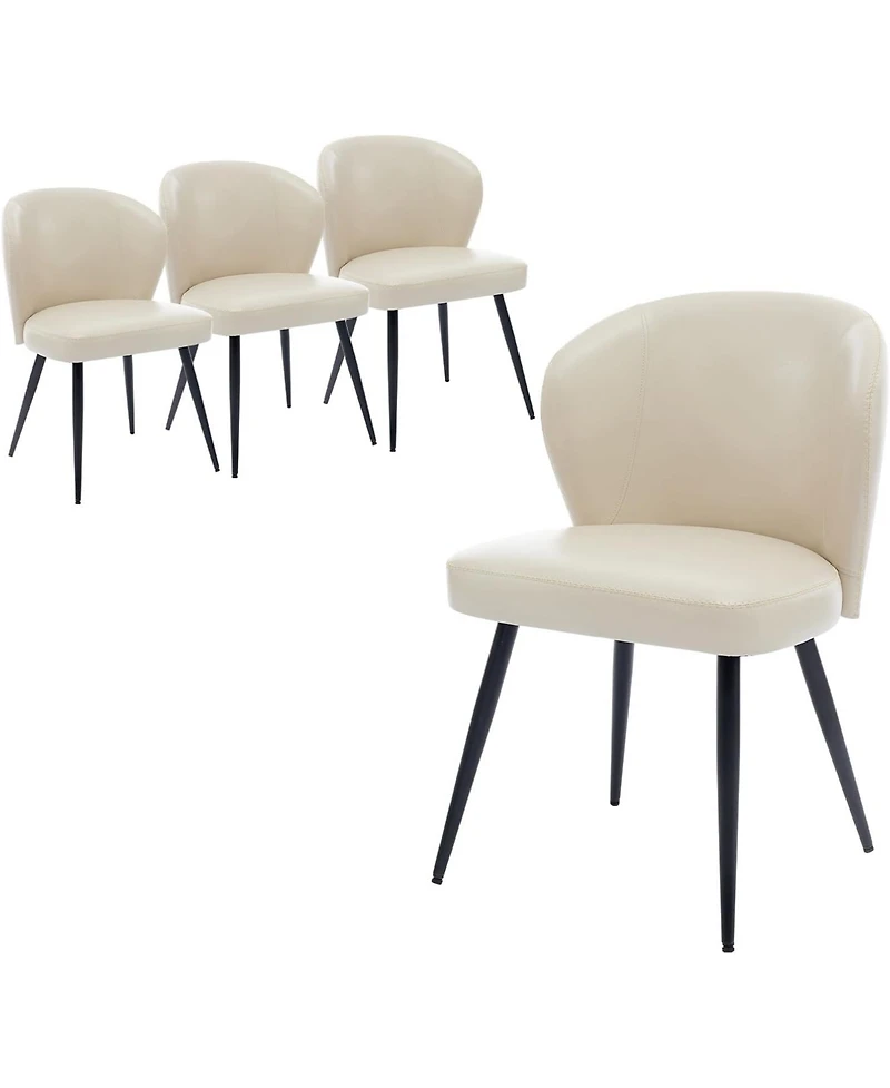 gaomon Dining Chairs Set of 4,Ergonomic Upholstered Kitchen Chairs with Steel Legs,265lbs Weight Capacity,Easy Clean Leather