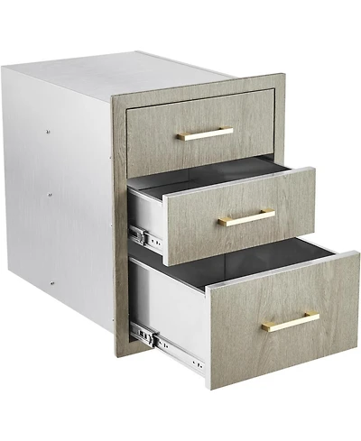 gaomon PeakPursuit Stainless Steel Outdoor Kitchen Triple Drawers - Heavy Duty with Handles, Weather-Resistant Flush Mount for Bbq Island