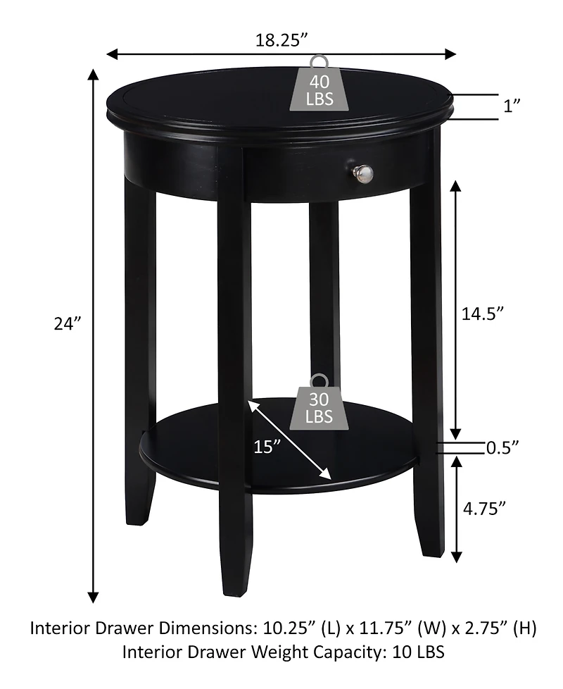 Convenience Concepts 18.25" Rubber wood Ah Baldwin End Table