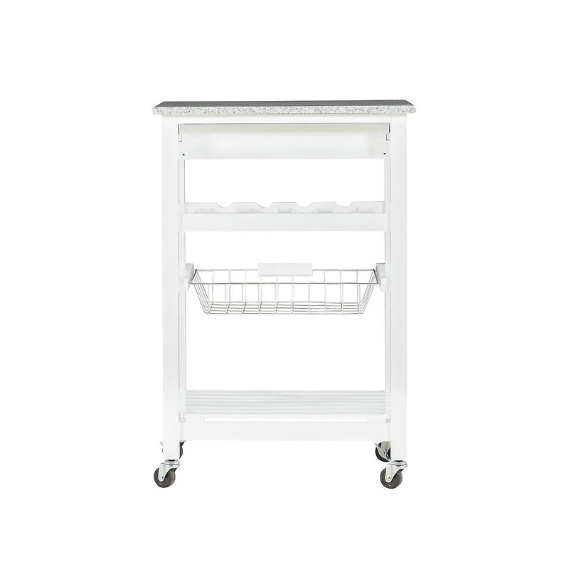 Linon Roger White Kitchen Island Granite Top