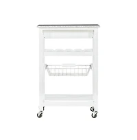 Linon Roger White Kitchen Island Granite Top