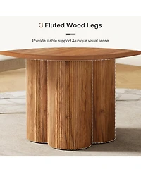 Tribesigns 47 Inch Round Dining Table for 4-6, Farmhouse Fluted Kitchen Dining Room Table Circle Table with Sturdy Pedestal Base