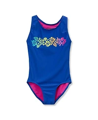 Lands' End Girls Chlorine Resistant Sporty Racer Back One Piece Swimsuit