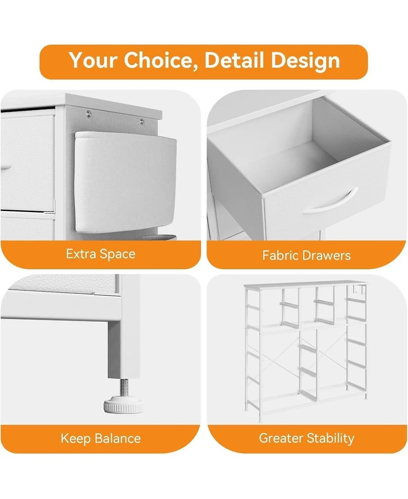 gaomon 10 Drawers Dresser for Bedroom - Chest of Drawers with Side Pockets and Hooks