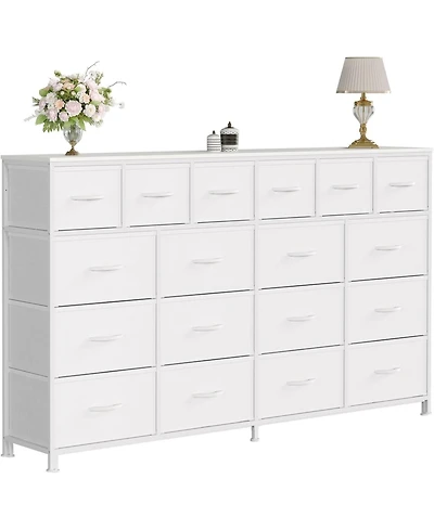 gaomon 18 Drawers Dresser with Mdf, Pb, Cationic Fabric, Iron, and Pu Long Storage Cabinet for Bedroom, Living Room, or Hallway