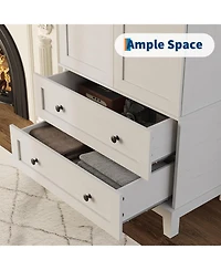 gaomon Farmhouse Kitchen Pantry Cabinet, Freestanding Storage Cabinet w/ 2 Adjustable Shelves, Wood Cupboard Pantry for Kitchen