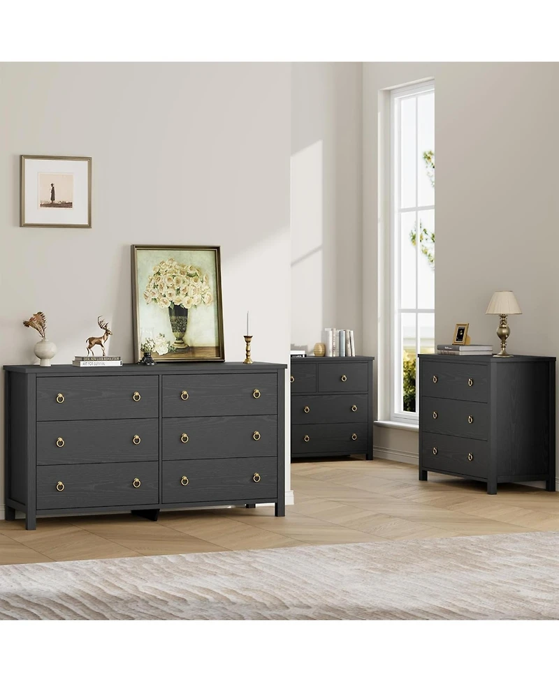 gaomon Dresser for Bedroom with 6 Drawers, 47'' Wide Chest of Large Drawers with Large Clothes Storage Cabinet, Wood Dresser, Tv Stand for Bedroom