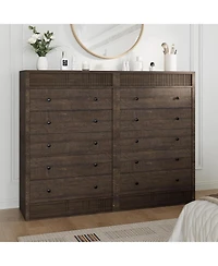 gaomon 5 Drawer Tall Dresser for Bedroom, 31.5" Wide Fluted Chest of Drawers, Modern Wood Storage Cabinet Kids Room, Hallway, Living Room