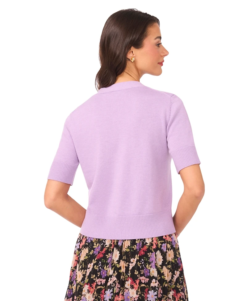 CeCe Women's V-Neck Short-Sleeve Cardigan