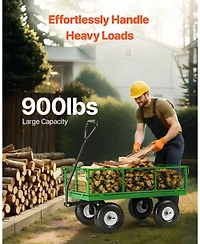 Sugift Heavy-Duty Utility Wagon with Removable Sides & 180° Handle