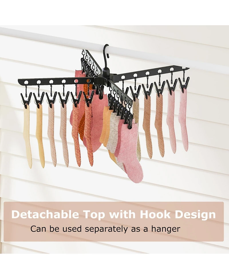 Ecooso 3-Tier Tripod Folding Clothes Drying Rack with 24 Clips, Freestanding Air Dryer