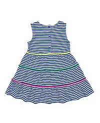 Florence Eiseman Big Girls Stripe Knit Dress With Pom Poms & Flowers
