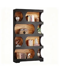 Yigii 4-Shelf Bookcase with Asymmetrical Design for Home Office or Living Room