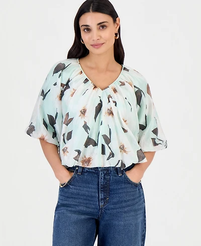 I.n.c. International Concepts Petite Puff-Sleeve Bubble Blouse, Macy's Exclusive