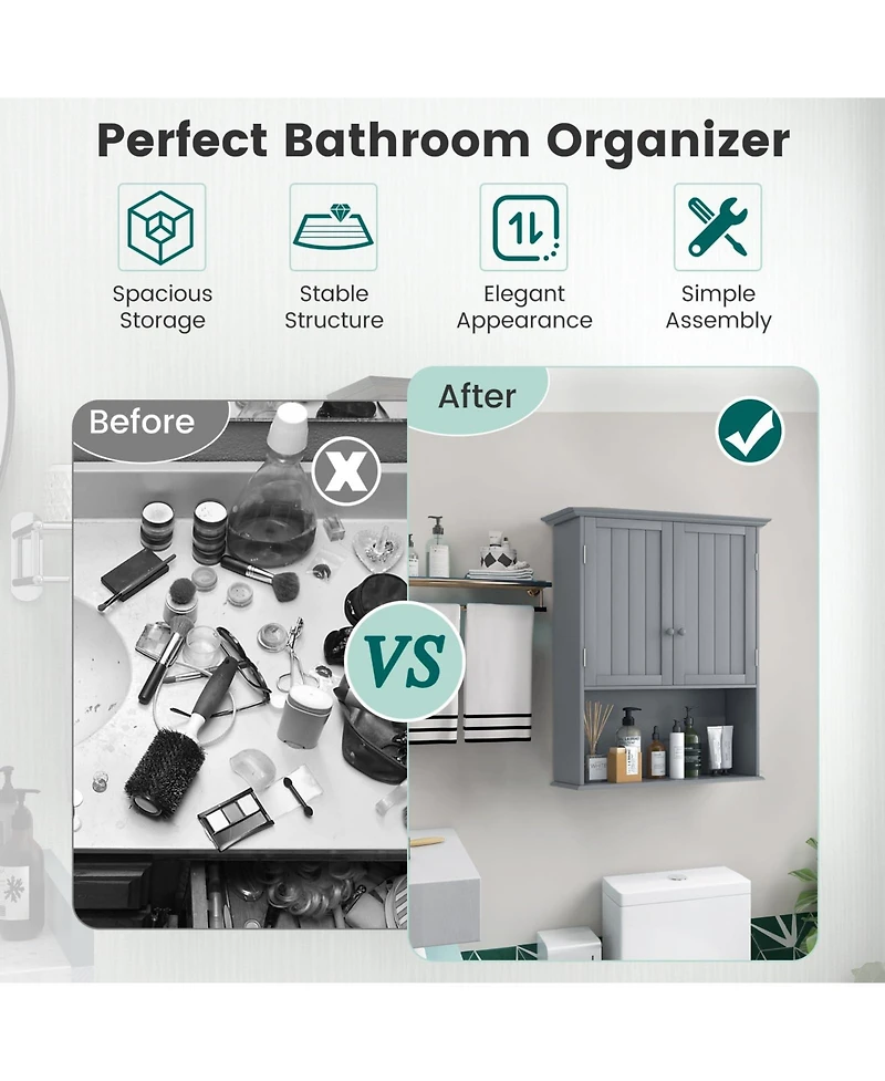 Volenca 2-Door Wall-Mount Bathroom Storage Cabinet with Open Shelf