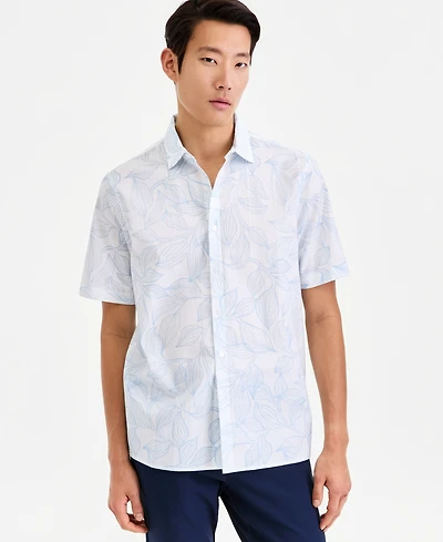 Alfani Men's Short-Sleeve Cotton Leaf Shirt, Macy's Exclusive