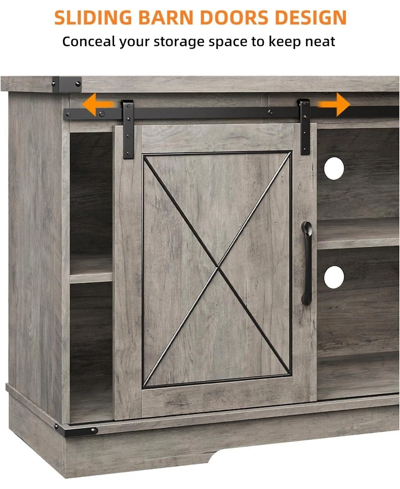 Gaomon Tv Stand with Sliding Barn Doors, Compatible with TVs Up to 65 Inch
