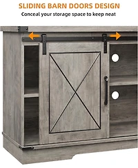Gaomon Tv Stand with Sliding Barn Doors, Compatible with TVs Up to 65 Inch