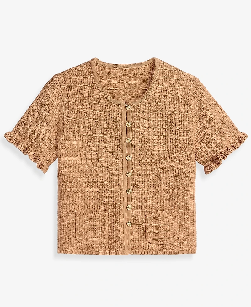 I.n.c. International Concepts Petite Short-Sleeve Fringe Sweater, Macy's Exclusive