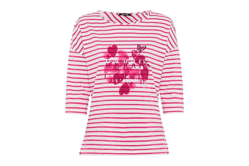 Olsen Women's Stripe & Hearts Print T-Shirt