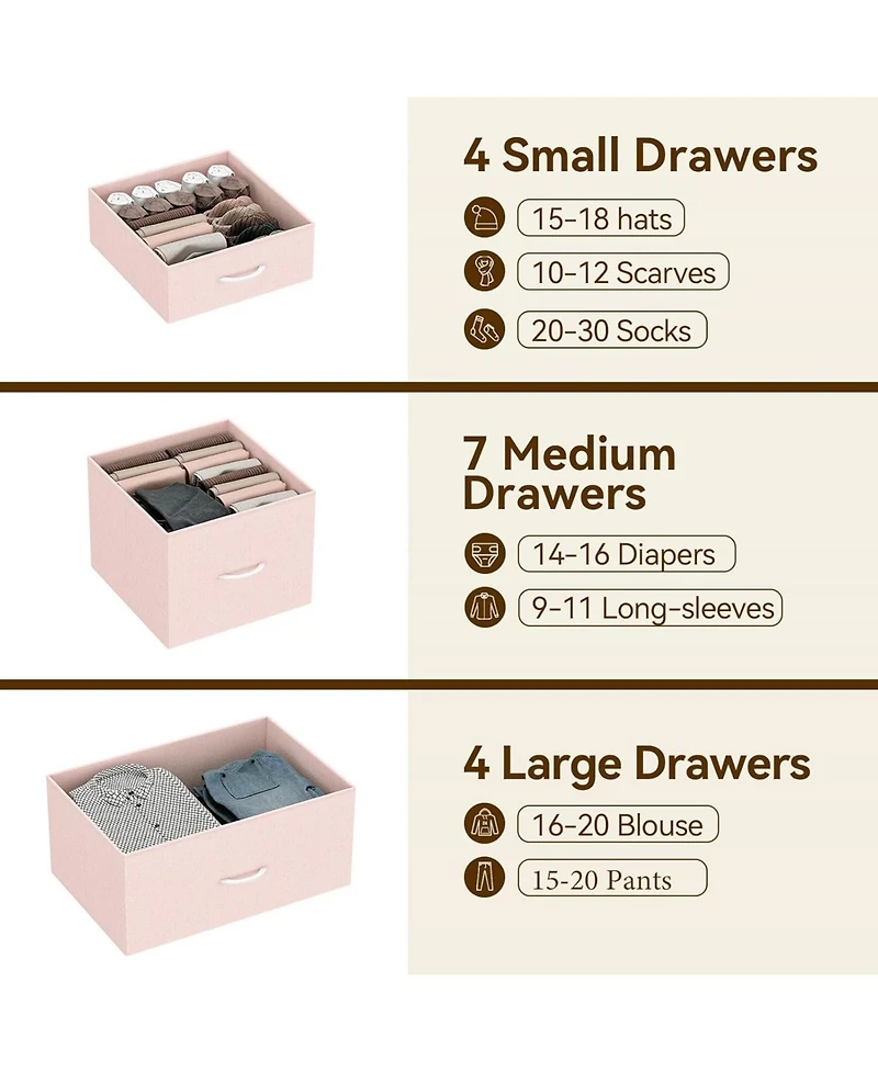 Gaomon 48" H Tall Dresser with 15 Drawers, Fabric Storage Dresser with Steel Frame & Wood Top, Sturdy Dressers for Bedroom, Closet, Hallway