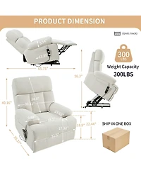 Clihome Electric Power Lift Recliner Chair, Extra Wide Heavy Duty Rocker Recliner with Remote, Soft Flannel Fabric for Elderly