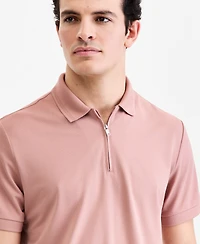Alfani Men's Ottoman Short Sleeve Textured Quarter-Zip Polo Shirt