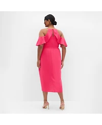 City Chic Women's Plus Love Siren Ruffle Shoulder Dress